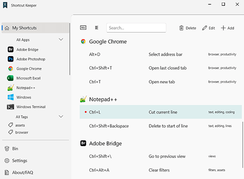 Viewing all keyboard shortcuts for Safari in the app